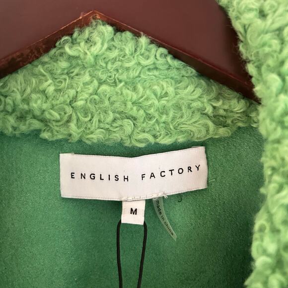 NWT English Factory Oversized Green Sherpa Jacket Size Medium - Picture 3 of 4